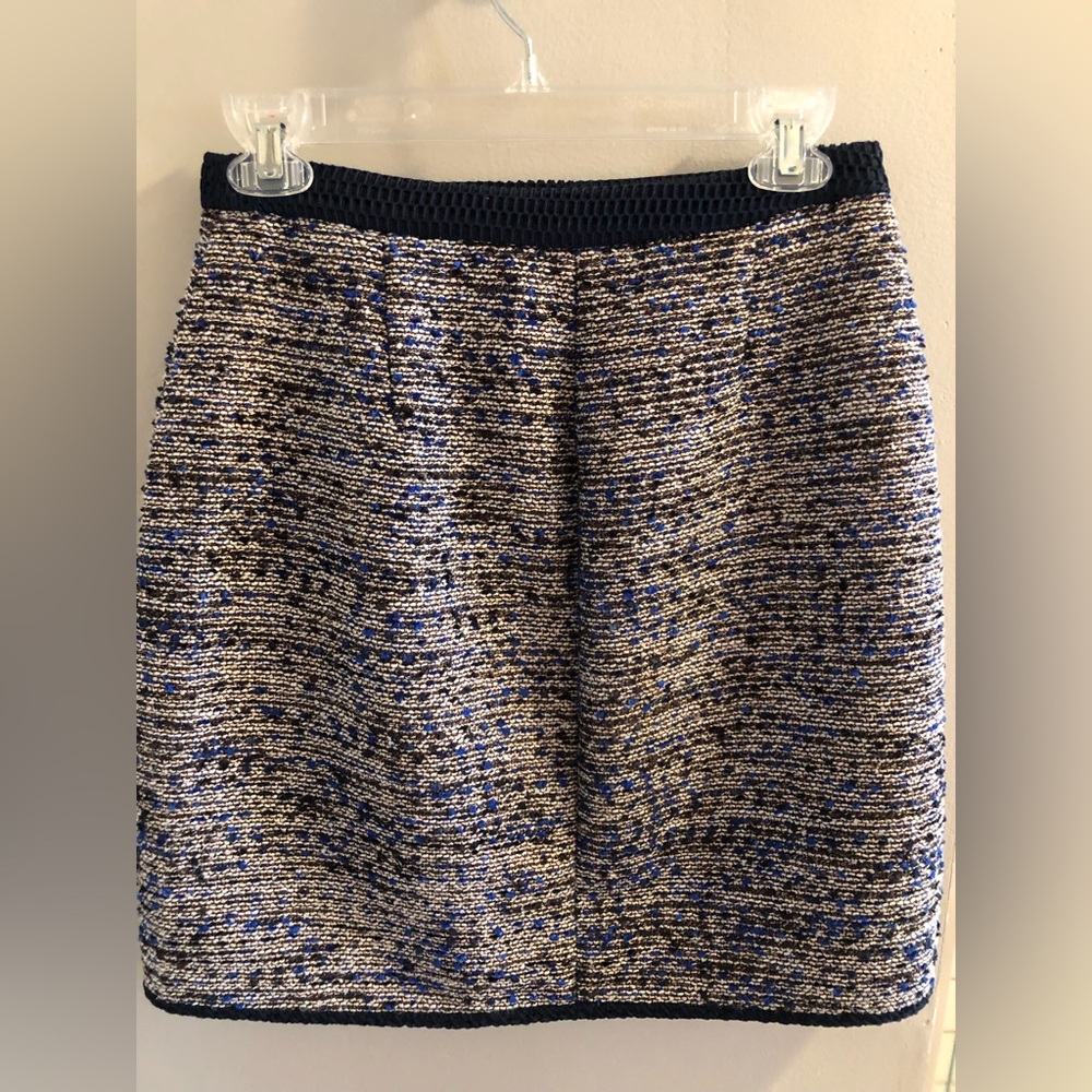 J Crew Navy Metallic Tweed Zip Mini Skirt - Picture 5 of 10